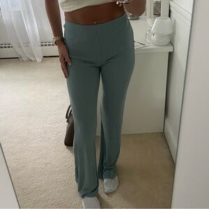 Blue Zara ribbed flare pants